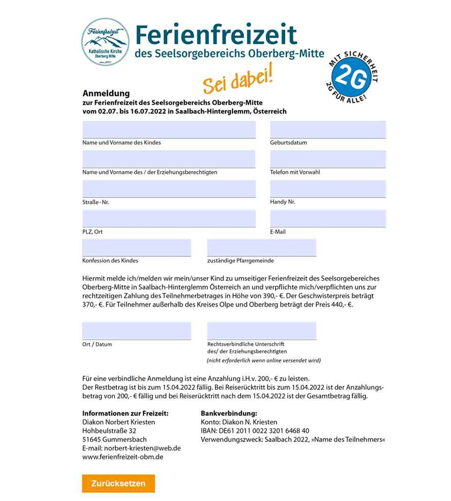 Ferienfreizeit 2022 Anmeldung online PDF Version 2G